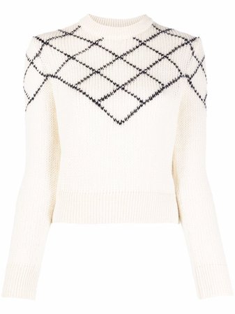 Saint Laurent intarsia-knit wool-blend jumper - FARFETCH