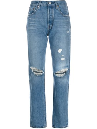 Shop Levi's 501 original-fit distressed jeans with Express Delivery - FARFETCH