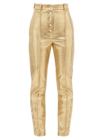 HILLIER BARTLEY High-rise snake-effect lamé trousers