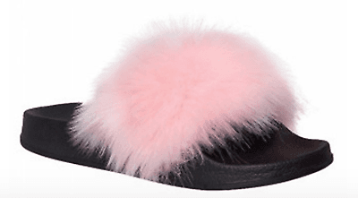 Womens Ladies Fur Slides Fuzzy Furry Slippers Comfort Sliders Sandals Shoes Size | eBay