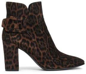Buckle-detailed Leopard-print Suede Ankle Boots