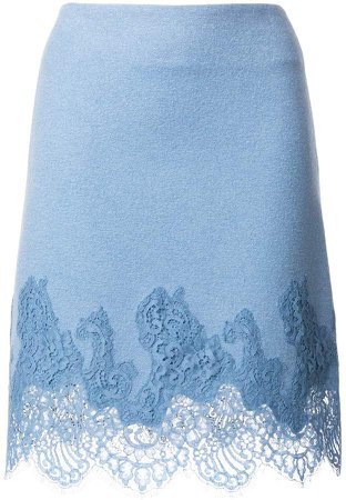 lace embroidered fitted skirt