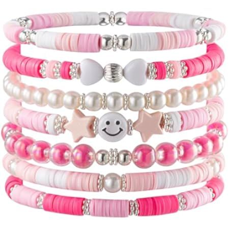 Amazon.com: Abitoncc Preppy Jewelry Bracelets Cute Earrings Y2K Aesthetic Jewelry Clay Bead Bracelets Evil Eye Stretch Bracelet for Teen Girls Women (16pcs bracelets+4 pairs earrings) : Clothing, Shoes & Jewelry