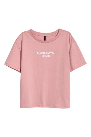 Wide T-shirt | Old rose/Love | LADIES | H&M ZA