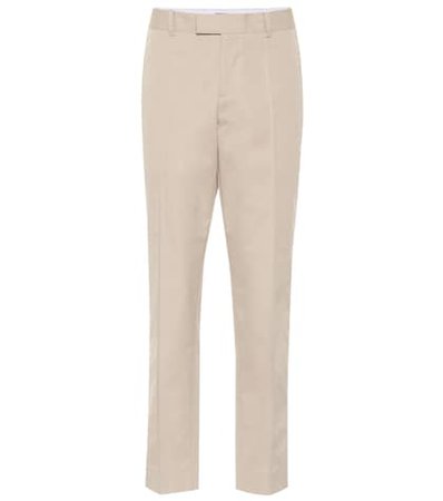 High-rise straight cotton pants