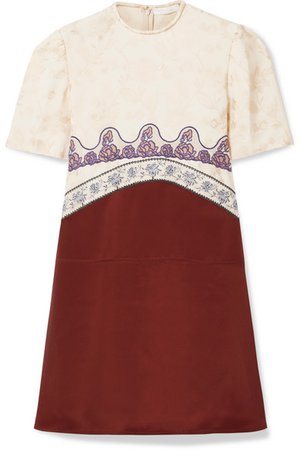 Chloé | Embroidered tulle, jacquard and satin mini dress | NET-A-PORTER.COM