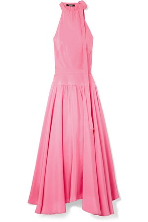 CALVIN KLEIN 205W39NYC | Bow-embellished silk-cady midi dress | NET-A-PORTER.COM
