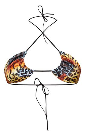Multi Animal Triangle Bikini Top | PrettyLittleThing USA