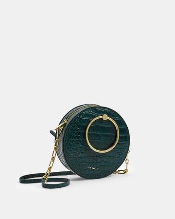 Croc print circular cross body bag - Dark Green | Bags | Ted Baker UK