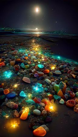 glow rock beach fantasy night