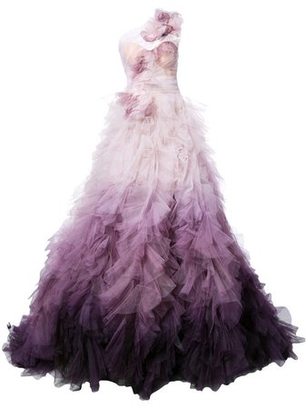 One-Shoulder Ombre Tulle Gown - Marchesa