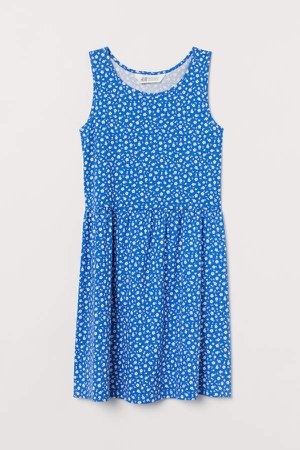 Patterned Jersey Dress - Blue