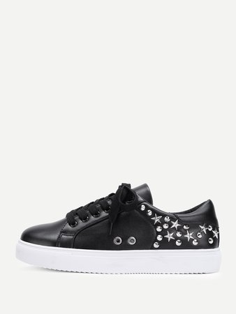 Studded Design Lace Up Sneakers