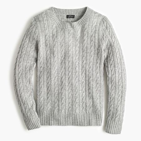 J.Crew: Cable Crewneck Sweater In Everyday Cashmere grey