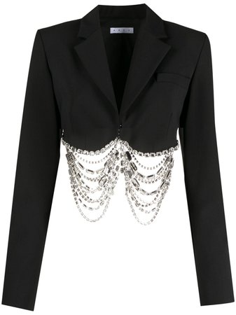 Shop AREA crystal fringe cropped jacket with Express Delivery - FARFETCH