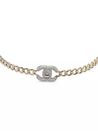 CHANEL Pre-Owned CC Strass Pendant Choker Necklace - Farfetch