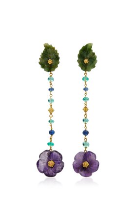 Sorab & Roshi 18K Gold Jade Emerald and Sapphire Earrings