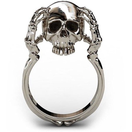 Sterling Silver Skull Head & Hands Ring