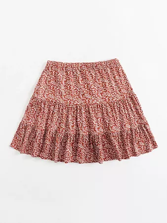 Ditsy Floral Ruffle Hem Skirt | SHEIN USA