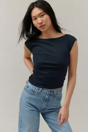 BDG Willow Short Sleeve Boat Neck Tee | Urban Outfitters