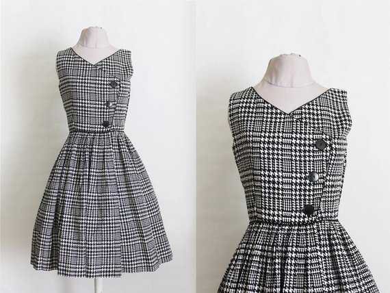 Vintage 1950s Houndstooth Dress