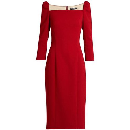 Dolce & Gabbana Square-neck stretch-wool pencil dress
