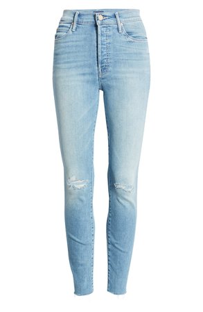 MOTHER The Stunner Ripped High Waist Fray Hem Skinny Jeans (Hit the Jackpot) | Nordstrom