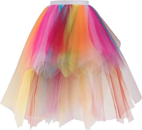 Women's High Low Tutu Costume Adult Skirt 1950s Vintage Tulle Petticoat Ballet Bubble Skirts Short for Dance,Cosplay Party Black Blue One Size at Amazon Women’s Clothing store