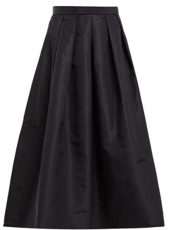 Silk Faille Midi Skirt - Womens - Navy