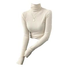 Off White Long Sleeve Turtleneck Blouse (png)
