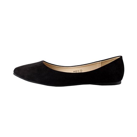 Amazon.com | Bella Marie Angie-53 Women's Classic Pointy Toe Ballet PU Slip On Suede Flats Black 6.5 | Flats