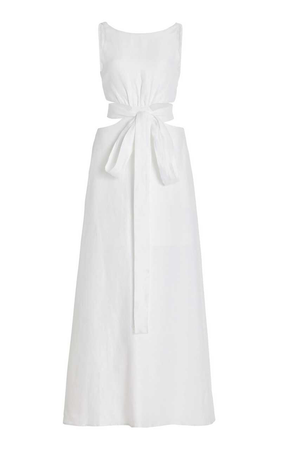 BONDI BORN Comino Cutout Organic Linen Maxi Dress