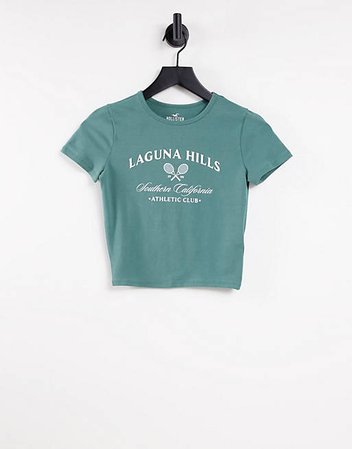 Hollister – Grön t-shirt med tryck | ASOS