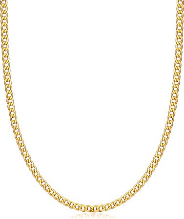 Amazon.com: Womens Gold Chain Necklace | Barzel 18K Gold Plated Curb / Cuban Link Gold Chain Necklace 4MM For Women or Men - Made In Brazil (4MM Gold, 22): Clothing, Shoes & Jewelry