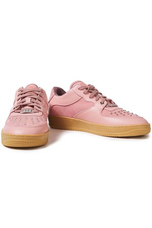 Baby pink Glam Slam leather and studded suede sneakers | Sale up to 70% off | THE OUTNET | RED(V) | THE OUTNET