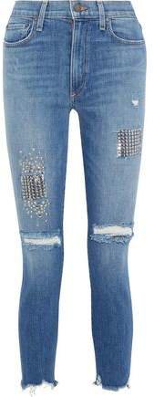 Good Distressed Studded High-rise Skinny-leg Jeans
