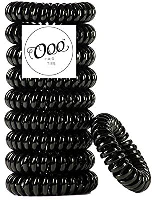Amazon.com : 10 Pack Painless PATENTED OOO Hair Ties. Ponytail holder spiral coil traceless rubber bands. Best kids girls woman accessory all types of hair. Exercise, work & everyday. LARGE SIZE (Black) : Beauty