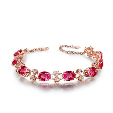 Luxury 18k Rose Gold Red Ruby Bracelet For Women Red Tourmaline Gemstone Bracelet 925 Sterling Zircon Diamond Hand Chain|Bracelets & Bangles| - AliExpress