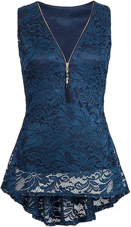 Women's V Neck Lace Trim Ribbed Casual Adjustable Strap Scoop Neck Basic Cami Shirts at Amazon Women’s Clothing store