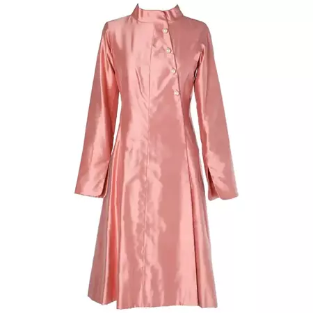 Haute-Couture Chanel coat-dress pink wild silk For Sale at 1stDibs | silk coat dress, chanel coat dress, couture coat dress