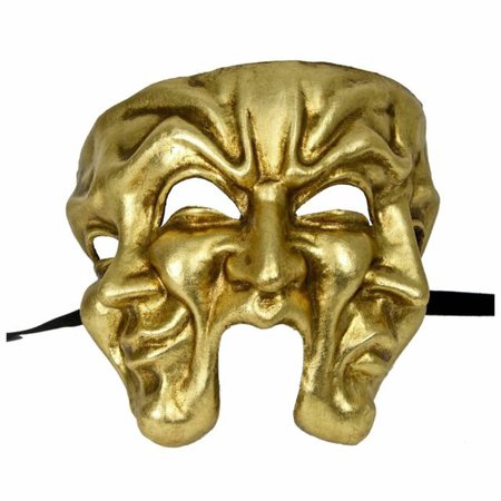 Venetian Full Face 3-face Mask Masquerade Paper Maché Costume Gold Wall Decor for sale online | eBay