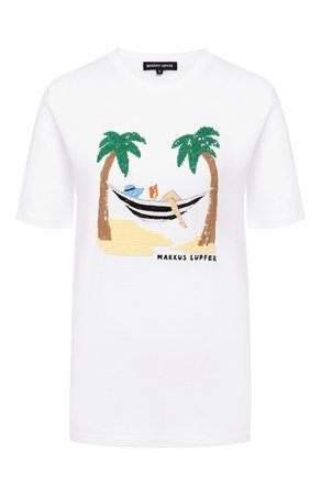 Женская белая хлопковая футболка MARKUS LUPFER — купить за 22800 руб. в интернет-магазине ЦУМ, арт. TEE405