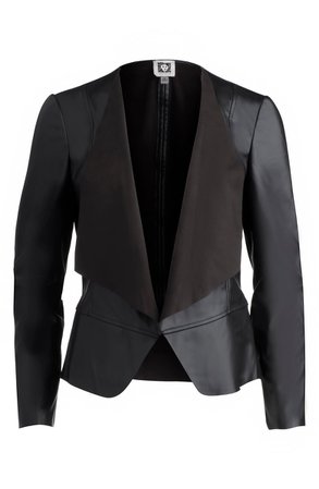 Anne Klein Faux Leather Drape Front Jacket | Nordstrom