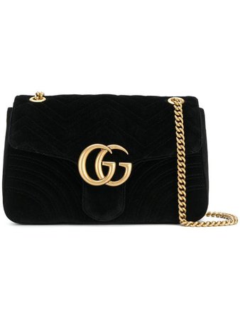 Black Gucci Marmont 2.0 Velvet Shoulder Bag | Farfetch.com