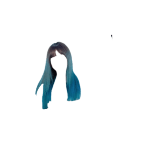 Black Hair with Blue Tips PNG Bangs