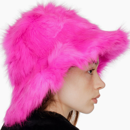 Pink fluffy bucket hat