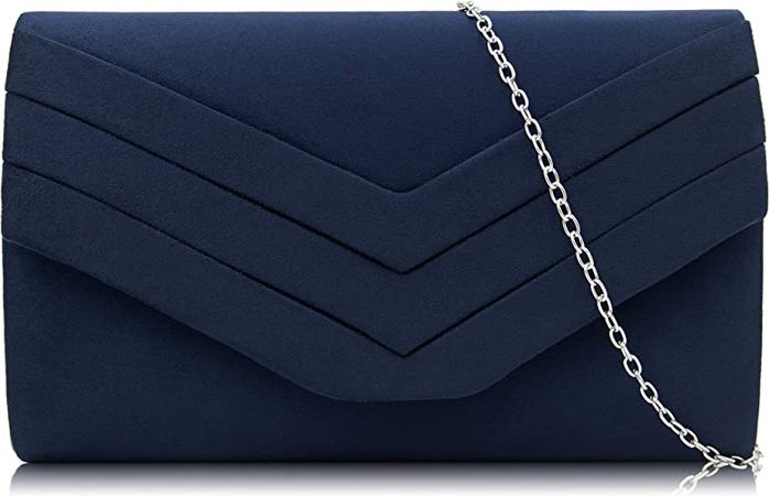 Milisente Clutch Purse for Women, Suede Envelope Evening Purses Crossbody Shoulder Clutch Bag (Navy Blue): Handbags: Amazon.com