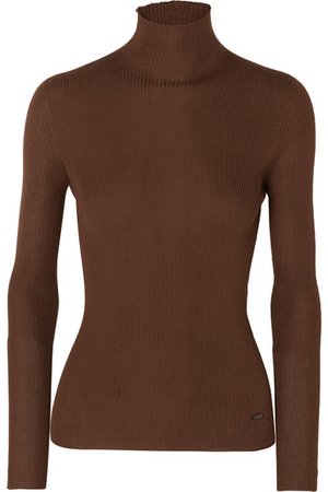 Akris | Ribbed cashmere and mulberry silk-blend turtleneck sweater | NET-A-PORTER.COM