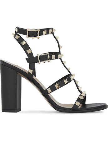 VALENTINO - Rockstud 90 leather heeled sandals | Selfridges.com