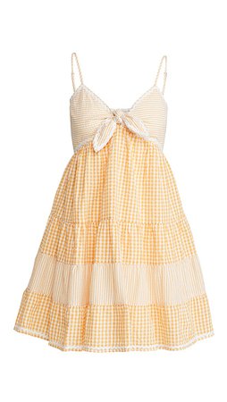 ENGLISH FACTORY Gingham Stripe Babydoll Dress | SHOPBOP